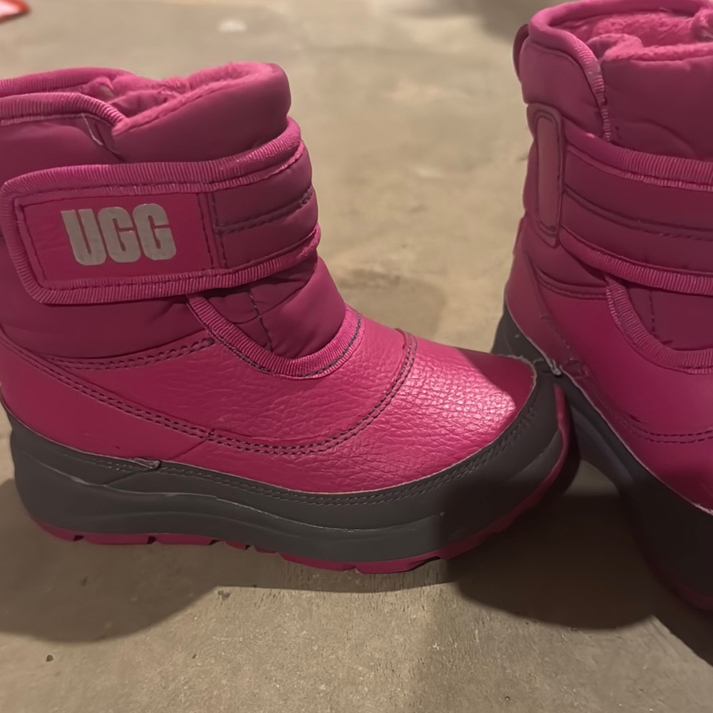 UGG Pink Waterproof Boots with Velcro Closure